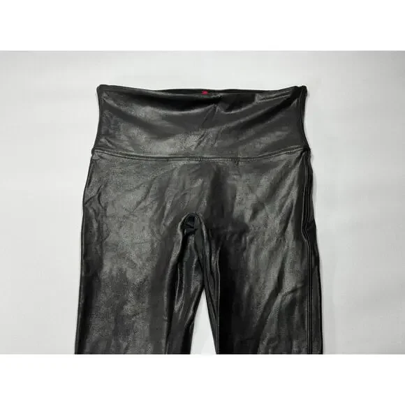 Spanx Women's Pull On Black Faux Leather Leggings - Size L - Picture 3 of 7